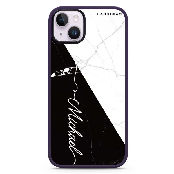 White And Black Marble iPhone 15 Plus Impact Guard Bumper Case For Sale