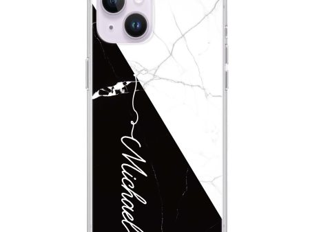 White And Black Marble iPhone 14 MagSafe Compatible Ultra Clear Case Fashion