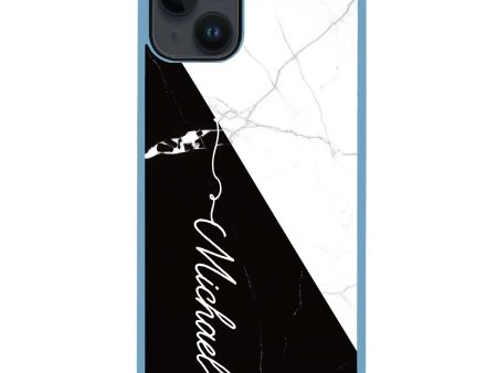 White And Black Marble iPhone 15 Plus Impact Guard Bumper Case For Sale