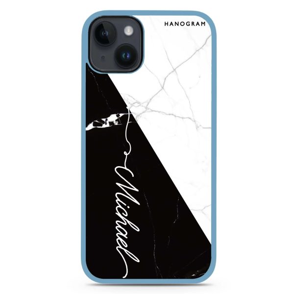 White And Black Marble iPhone 15 Plus Impact Guard Bumper Case For Sale