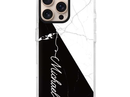 White And Black Marble iPhone 14 Pro MagSafe Compatible Ultra Clear Case For Sale