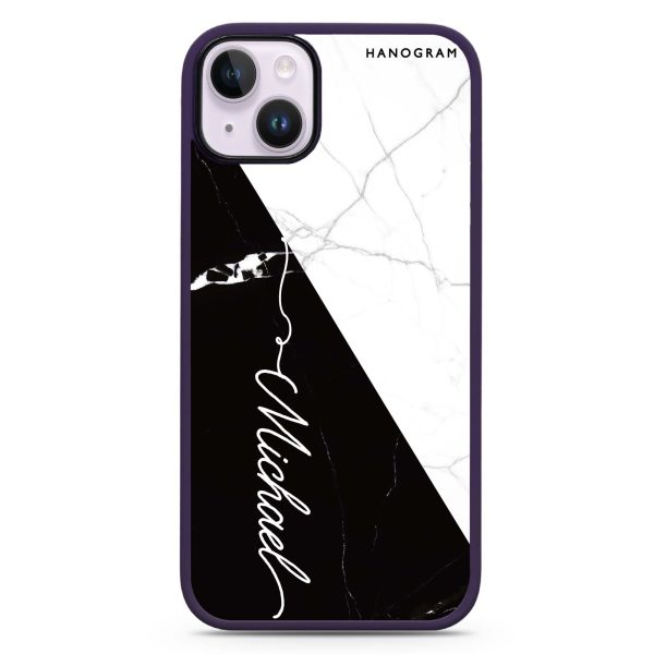 White And Black Marble iPhone 14 Plus Impact Guard Bumper Case Cheap