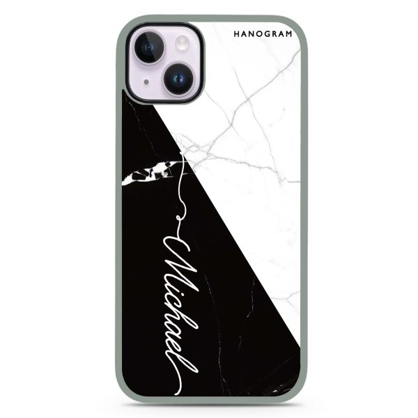 White And Black Marble iPhone 15 Plus Impact Guard Bumper Case For Sale