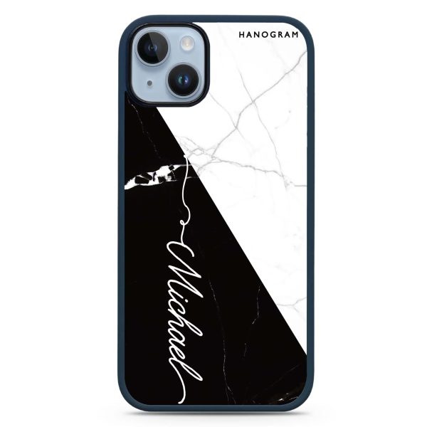 White And Black Marble iPhone 15 Plus Impact Guard Bumper Case For Sale