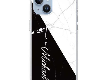 White And Black Marble iPhone 14 Ultra Clear Case Cheap