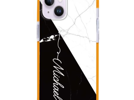 White And Black Marble iPhone 14 MagSafe Compatible Ultra Shockproof Case Online now