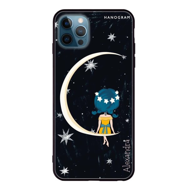 Cute Girl Moon iPhone 12 Pro Max Glass Case For Discount