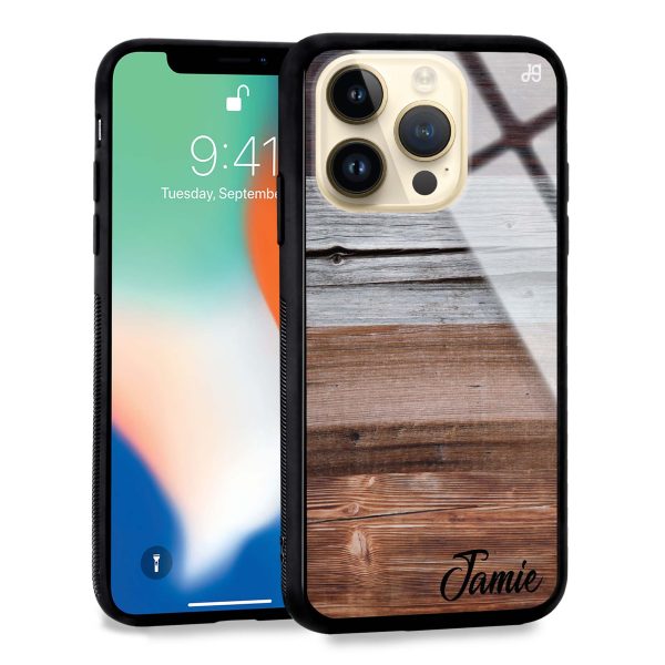 Wood Grain Varigegated iPhone 13 Pro Max Glass Case Hot on Sale